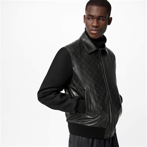 LVSE Embossed Monogram Mix Leather Blouson.